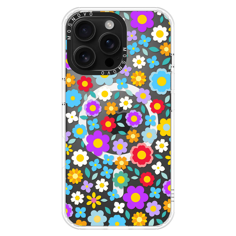 Retro Flower Phone Case - iPhone 16 Pro Max Case - MOSNOVO