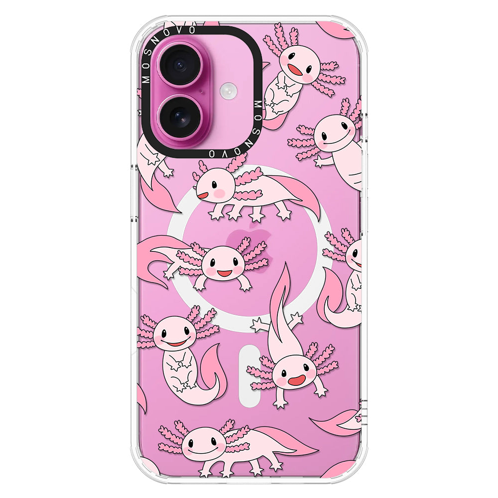 Pink Axolotl Phone Case - iPhone 16 Plus Case - MOSNOVO