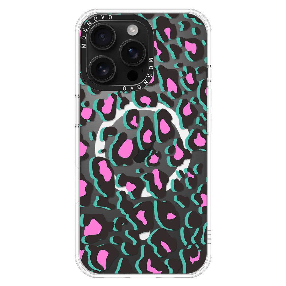 Hot Pink Leopard Print Phone Case - iPhone 16 Pro Max Case - MOSNOVO