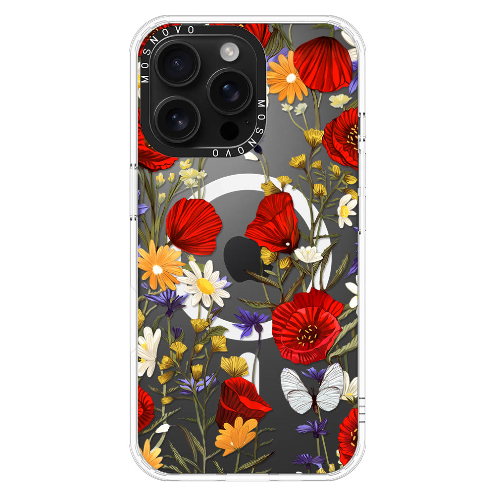 Poppy Floral Phone Case - iPhone 16 Pro Max Case - MOSNOVO