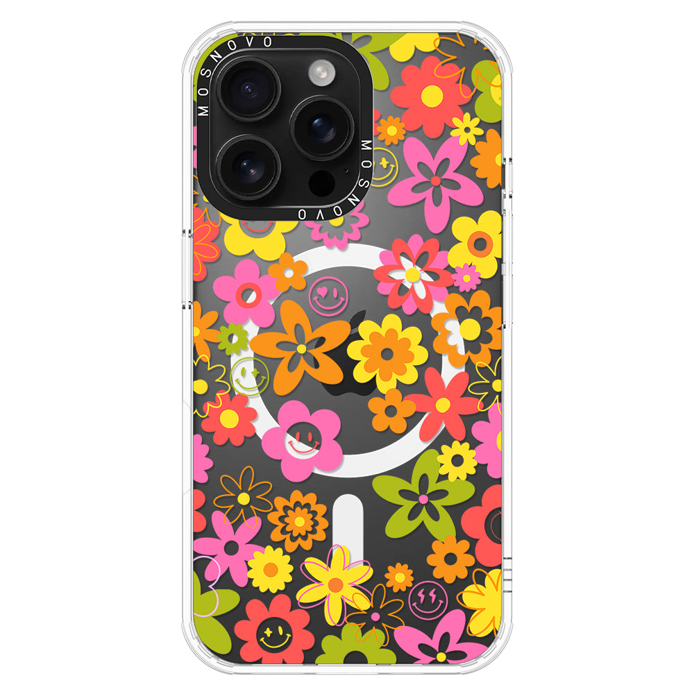 70's Groovy Floral Phone Case - iPhone 16 Pro Max Case - MOSNOVO