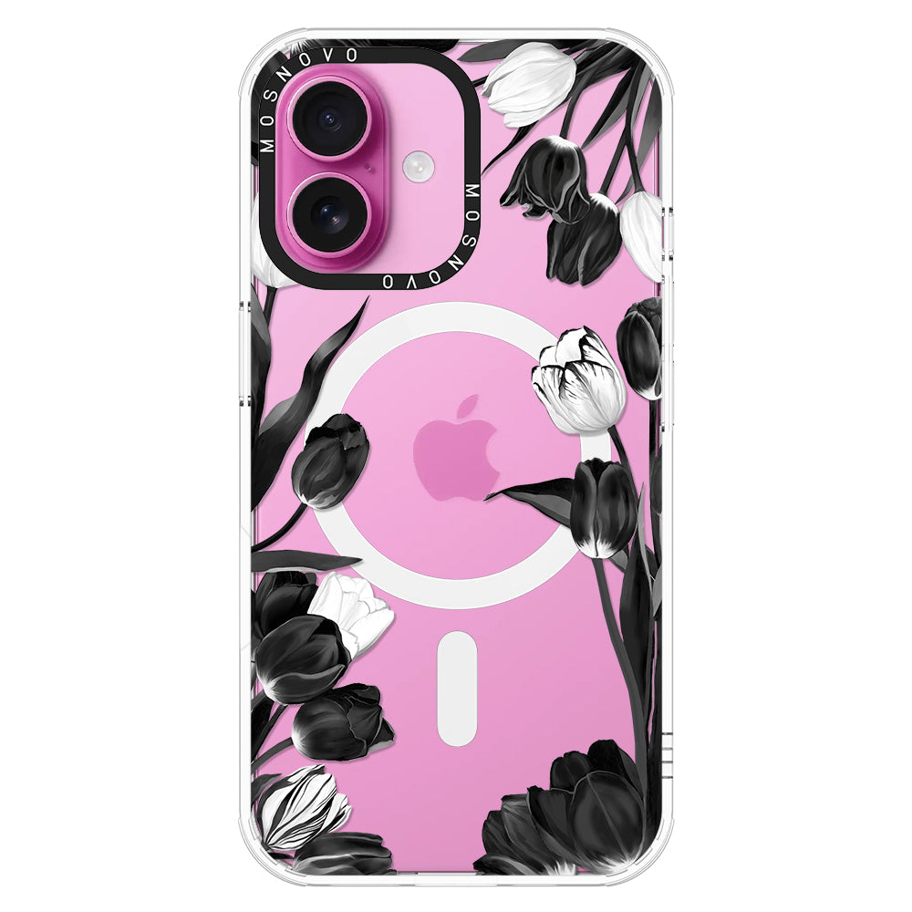 Black Tulips Phone Case - iPhone 16 Plus Case - MOSNOVO