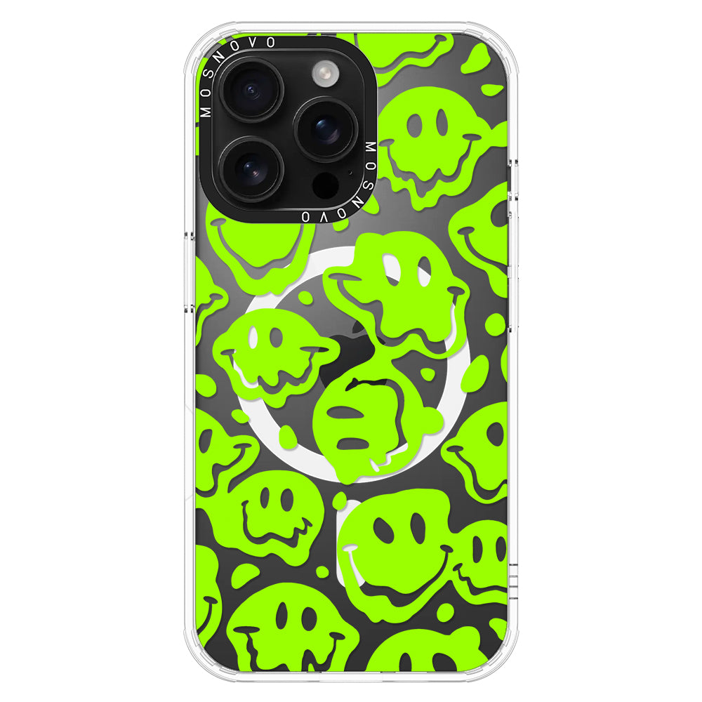 Distorted Green Smiles Face Phone Case - iPhone 16 Pro Max Case - MOSNOVO