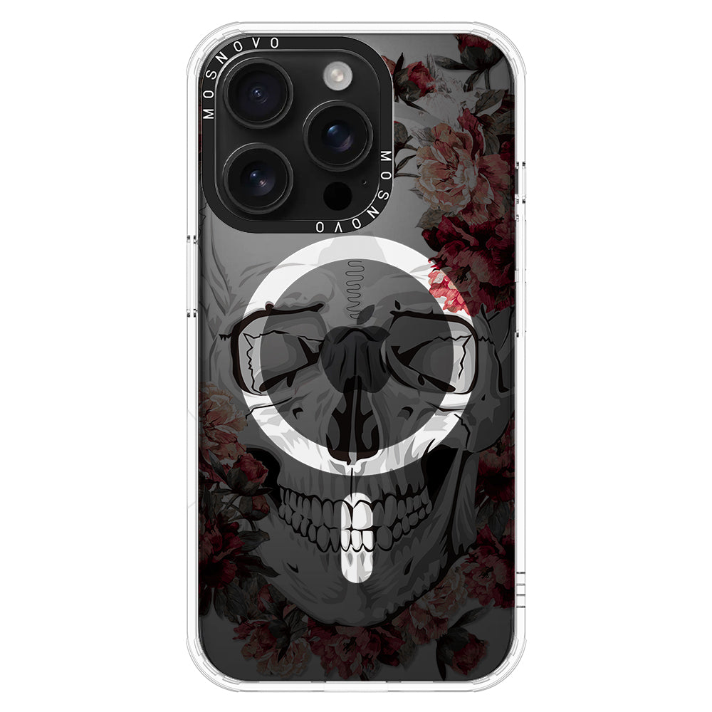 Red Flower Skull Phone Case - iPhone 16 Pro Case - MOSNOVO