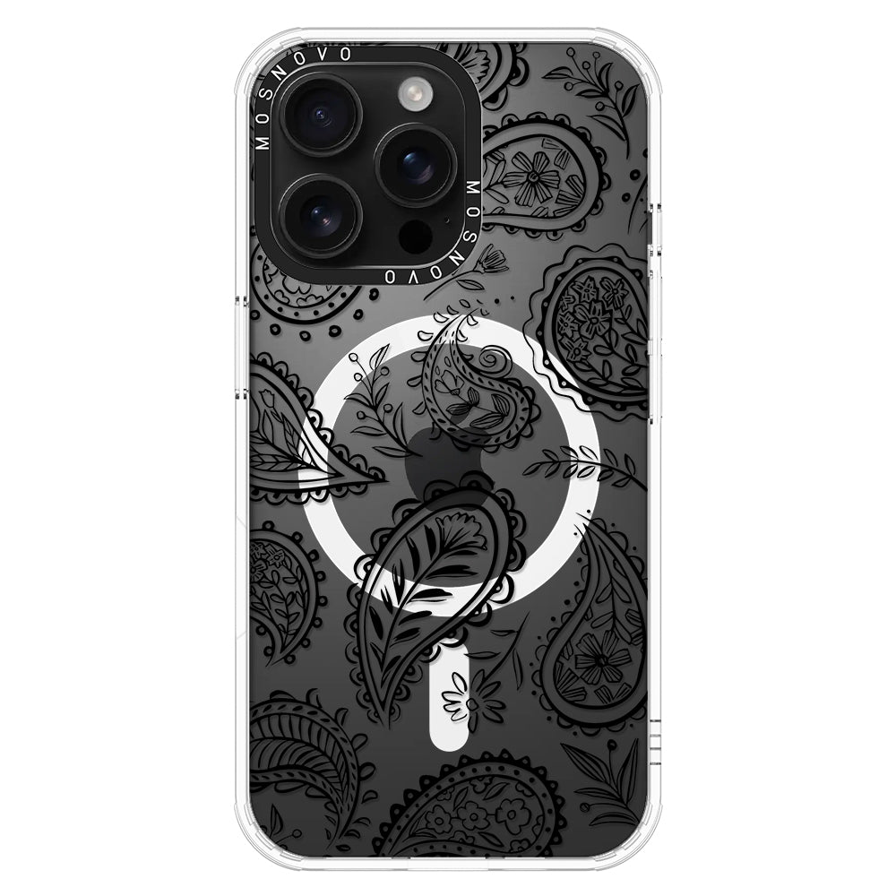 Black Paisley Phone Case - iPhone 16 Pro Max Case - MOSNOVO