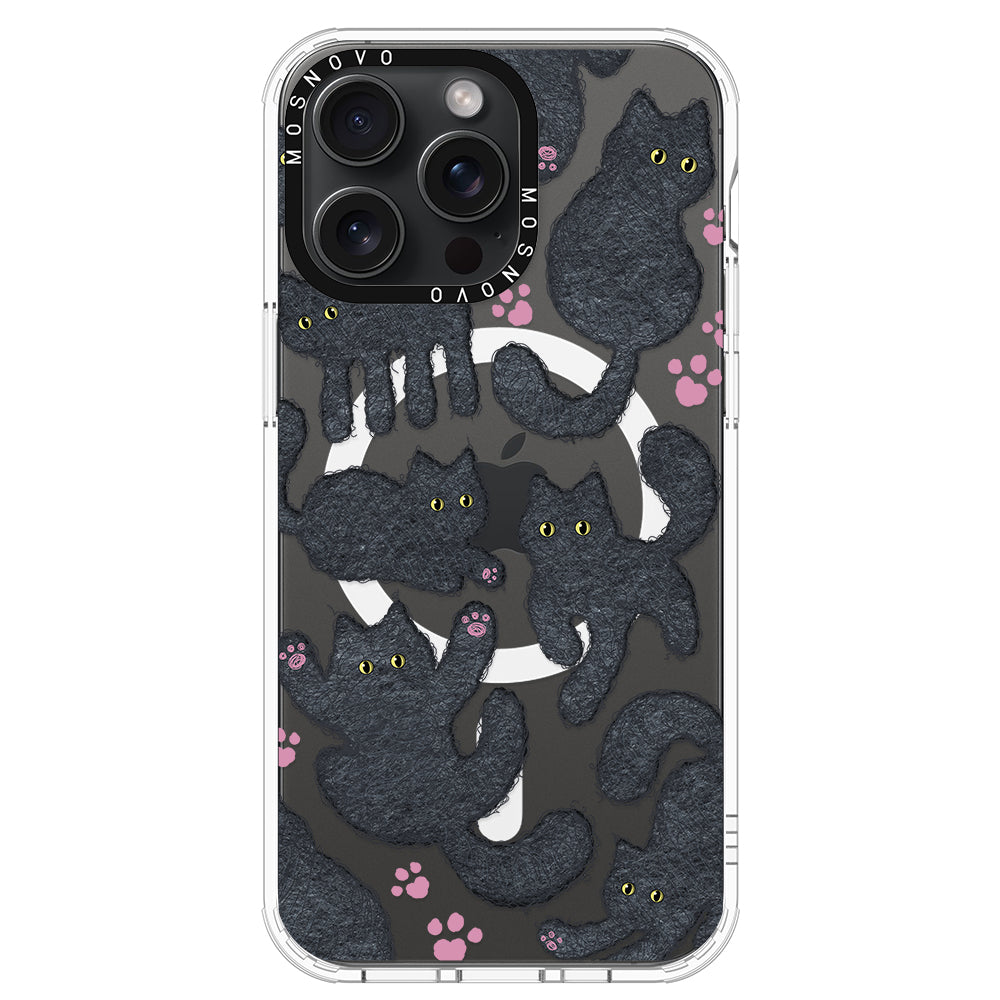 Black Furry Cat Phone Case - iPhone 15 Pro Max Case