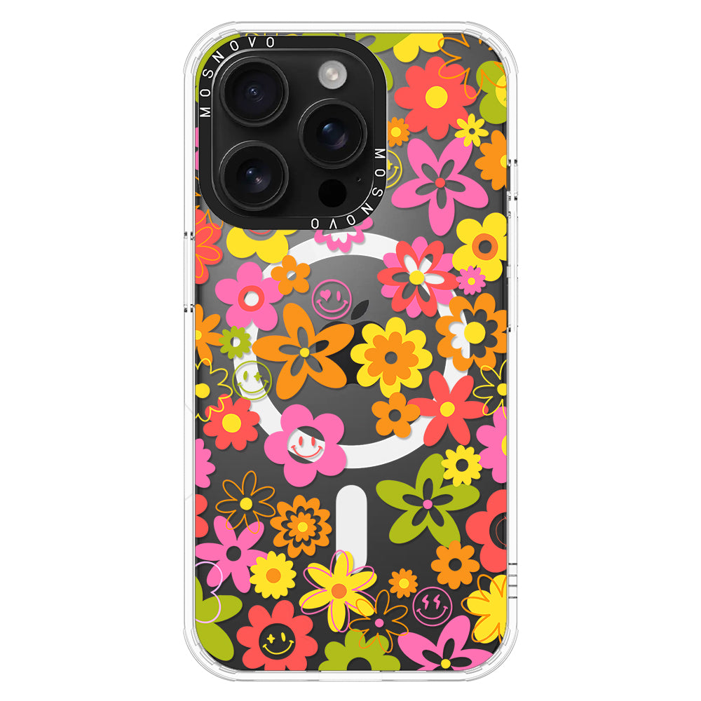 70's Groovy Floral Phone Case - iPhone 16 Pro Case - MOSNOVO