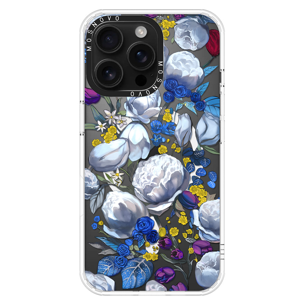 Purple Blue Floral Phone Case - iPhone 16 Pro Max Case - MOSNOVO