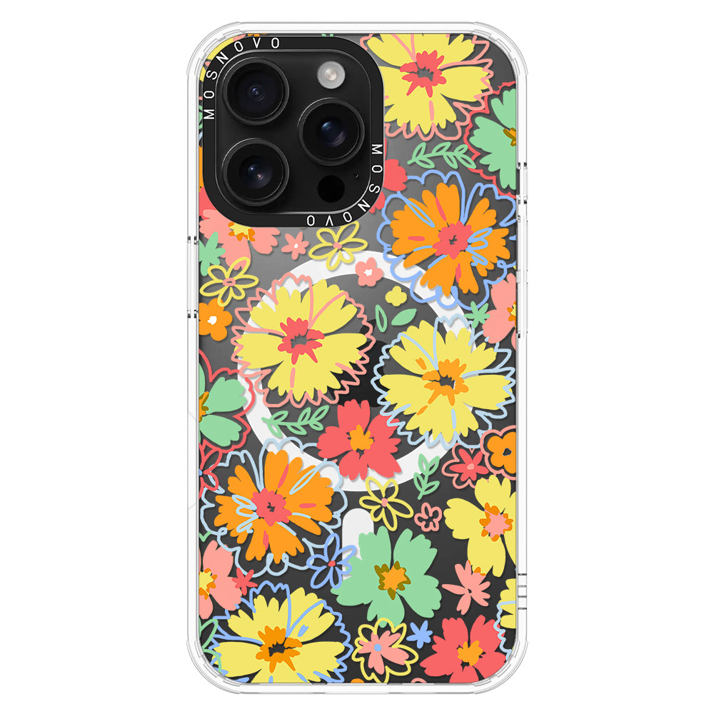 Retro Boho Hippie Flowers Phone Case - iPhone 16 Pro Max Case - MOSNOVO