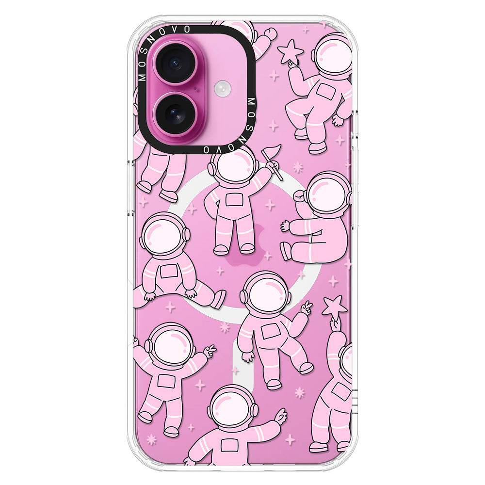 Pink Astronaut Phone Case - iPhone 16 Case - MOSNOVO