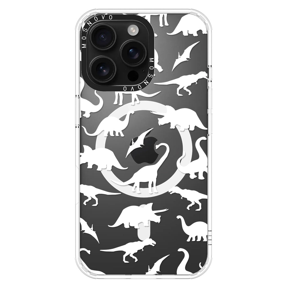 White Dinosaur Phone Case - iPhone 16 Pro Max Case - MOSNOVO