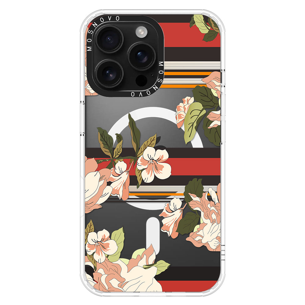 Classic Stripe Floral Phone Case - iPhone 16 Pro Max Case - MOSNOVO