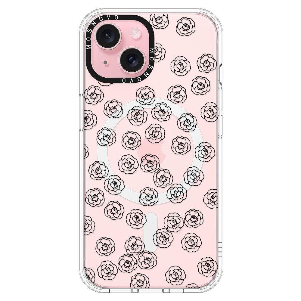 Linear Camelia Flower Phone Case - iPhone 15 Case