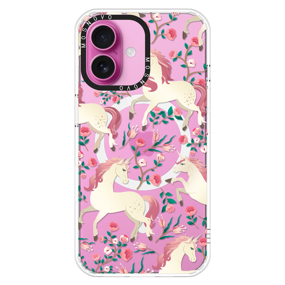 Unicorn with Floral Phone Case - iPhone 16 Plus Case - MOSNOVO