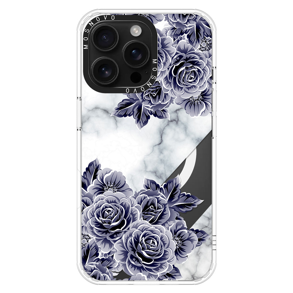 Marble with Purple Flowers Phone Case - iPhone 16 Pro Max Case - MOSNOVO