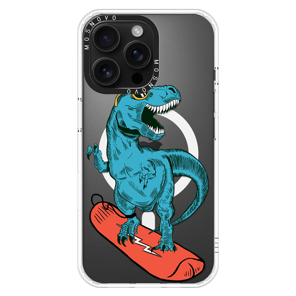 Surfing Dinosaur Phone Case - iPhone 16 Pro Max Case - MOSNOVO