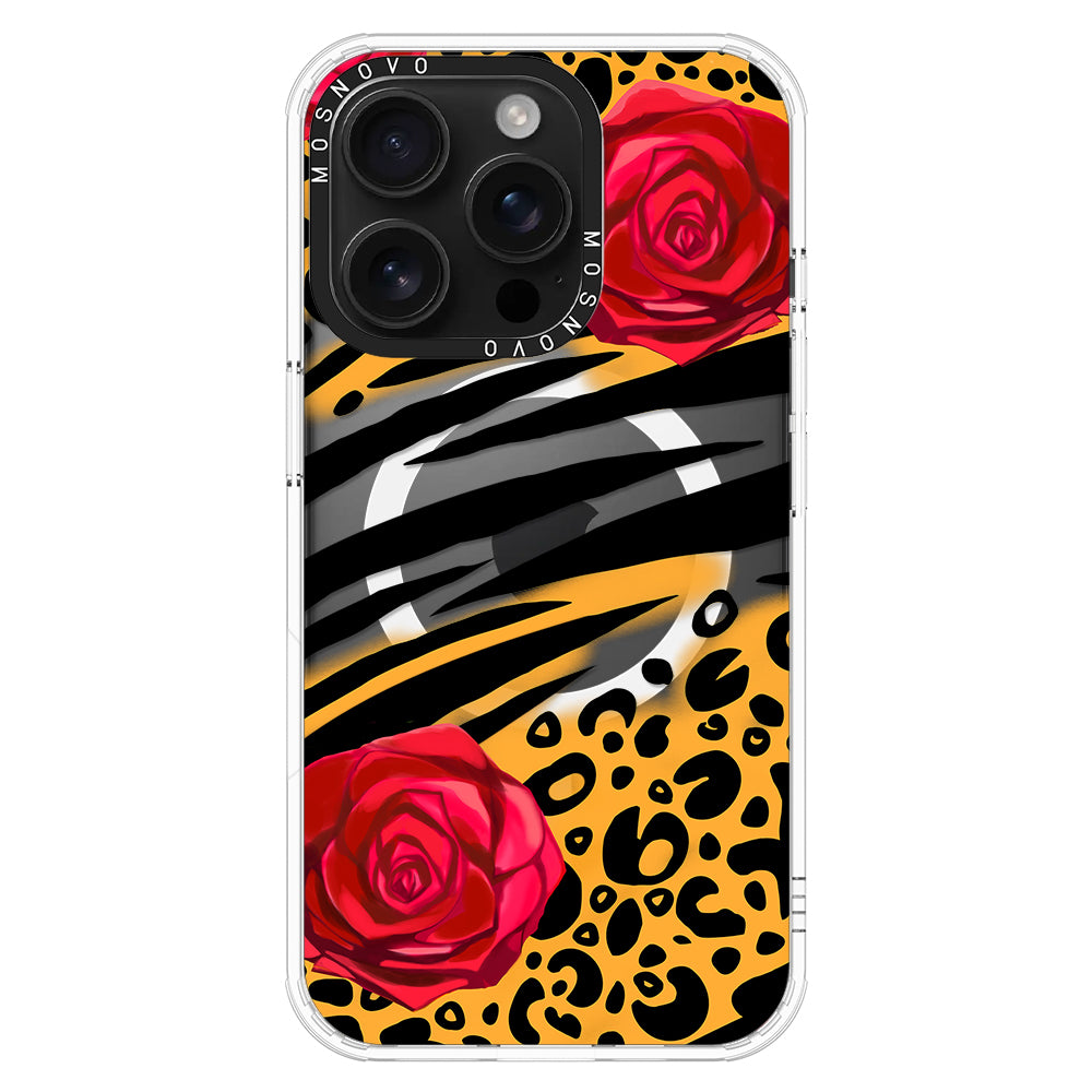 Wild Floral Leopard Phone Case - iPhone 16 Pro Case - MOSNOVO