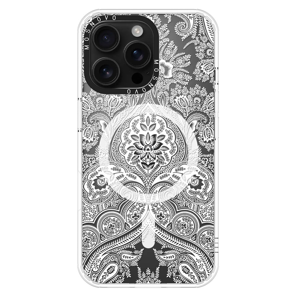 White Damask Phone Case - iPhone 16 Pro Max Case - MOSNOVO