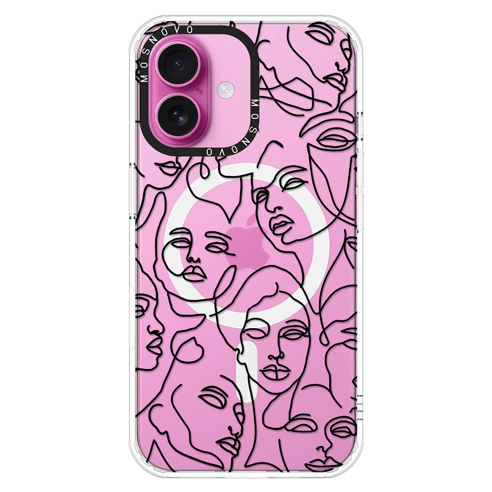 Abstract Face Line Art Phone Case - iPhone 16 Plus Case - MOSNOVO