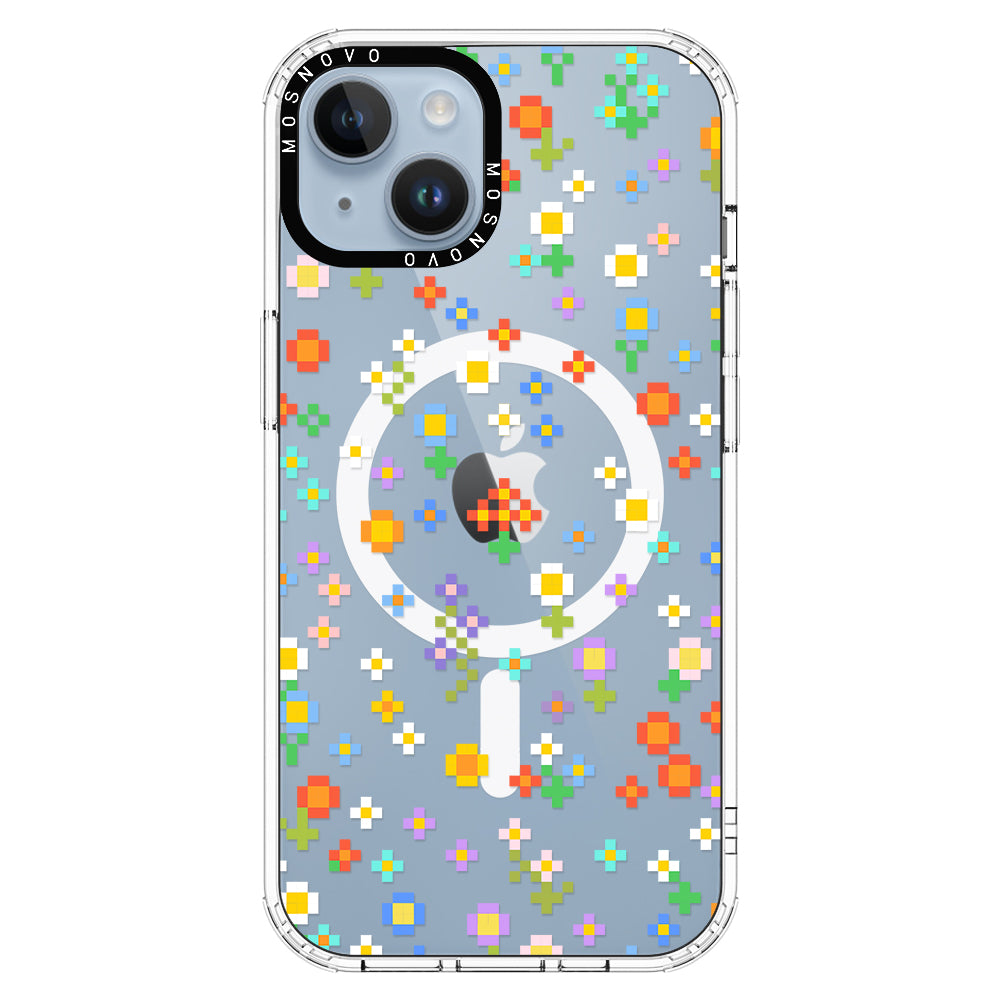 Pixel-Floral Phone Case - iPhone 14 Plus Case