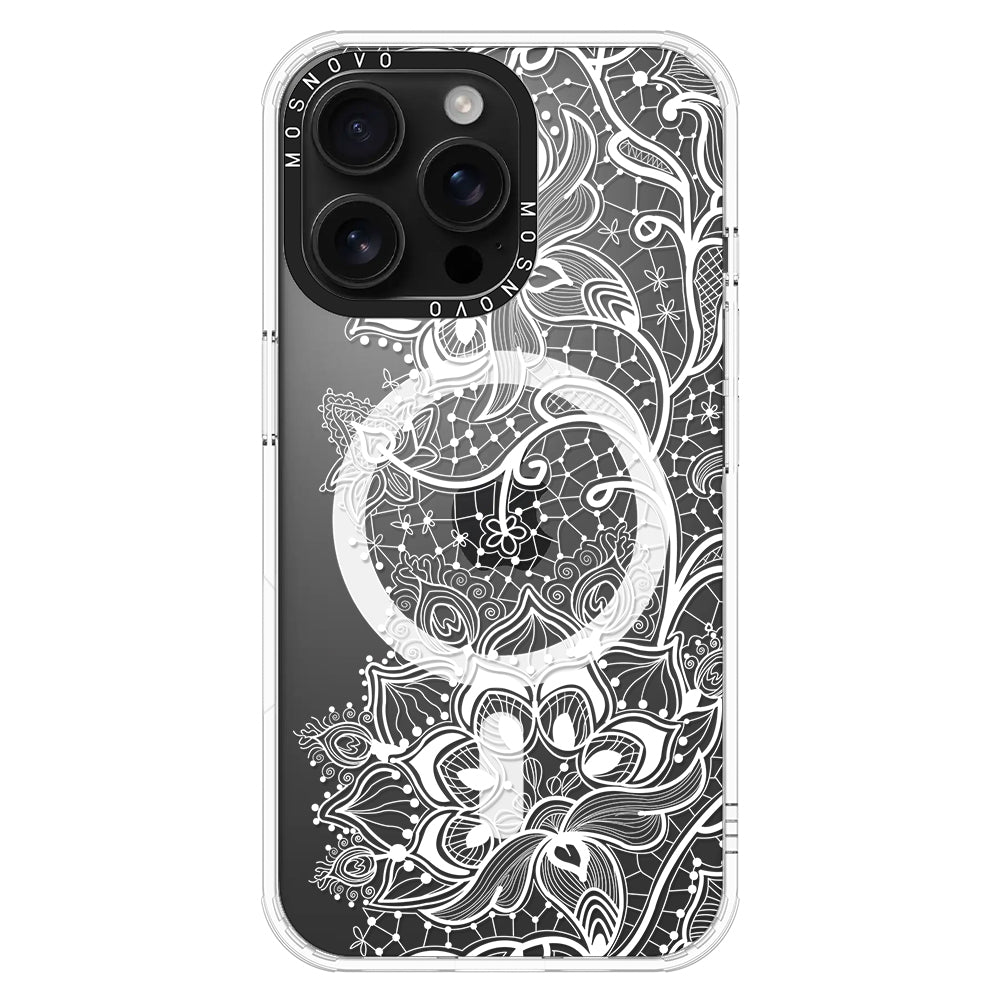 White Lotus Henna Phone Case - iPhone 16 Pro Max Case - MOSNOVO