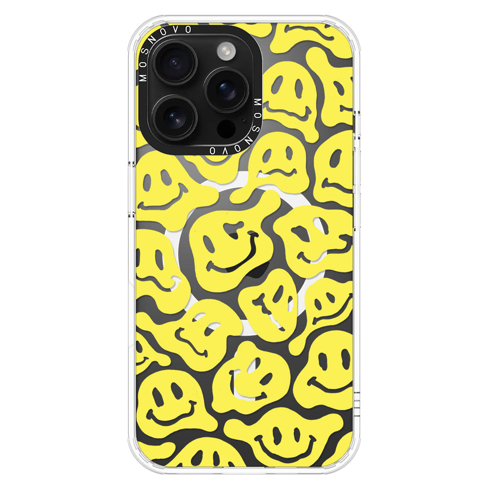 Melted Yellow Smiles Face Phone Case - iPhone 16 Pro Max Case - MOSNOVO