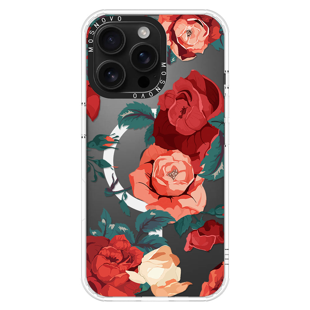 Vintage Red Rose Phone Case - iPhone 16 Pro Max Case - MOSNOVO