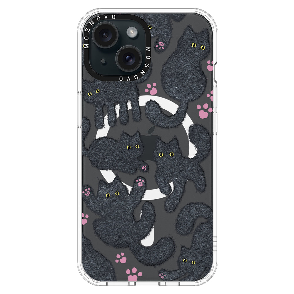 Black Furry Cat Phone Case - iPhone 15 Case