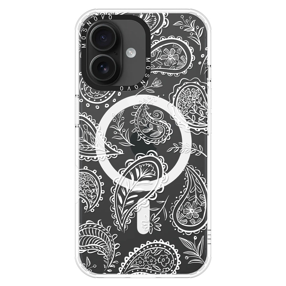 White Paisley Phone Case - iPhone 16 Case - MOSNOVO