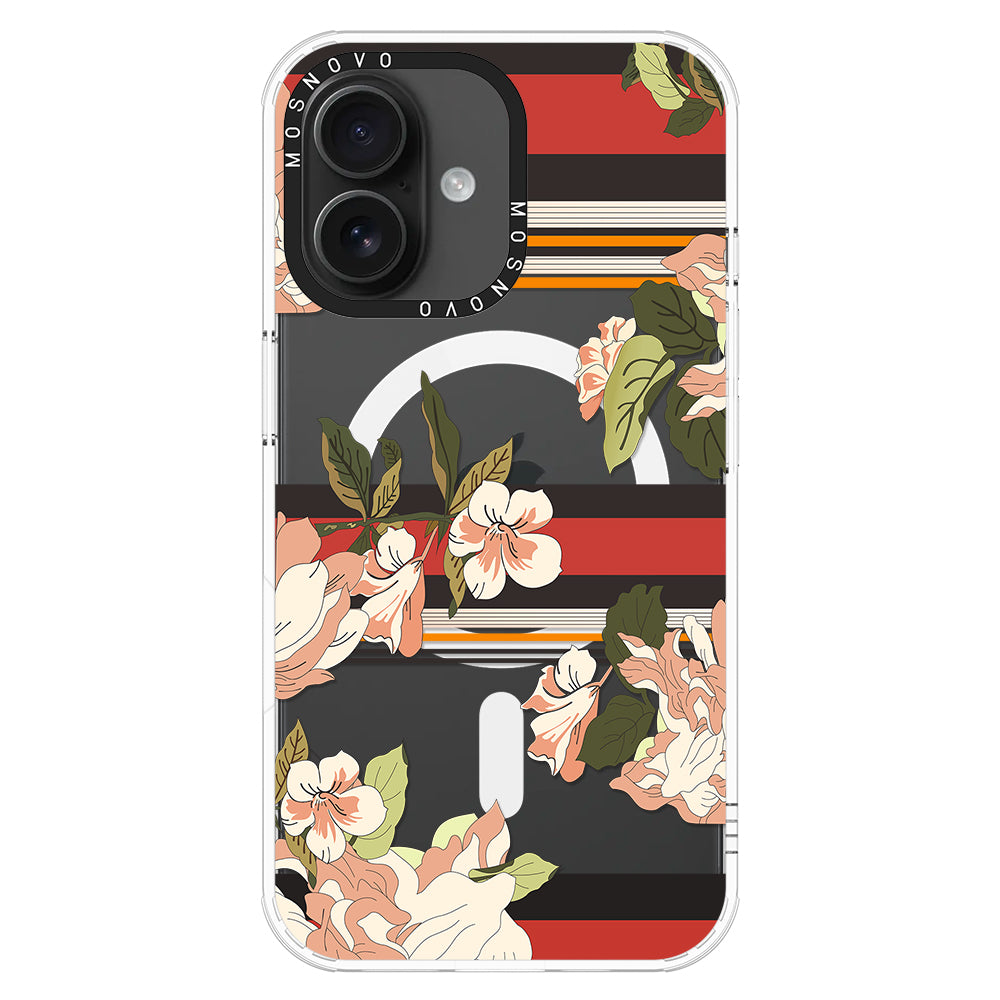 Classic Stripe Floral Phone Case - iPhone 16 Case - MOSNOVO