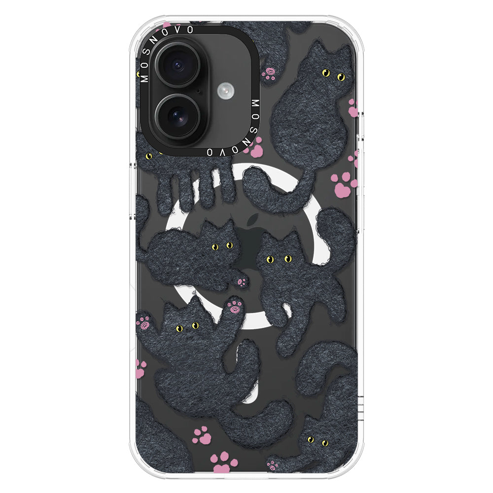 Black Furry Cat Phone Case - iPhone 16 Plus Case