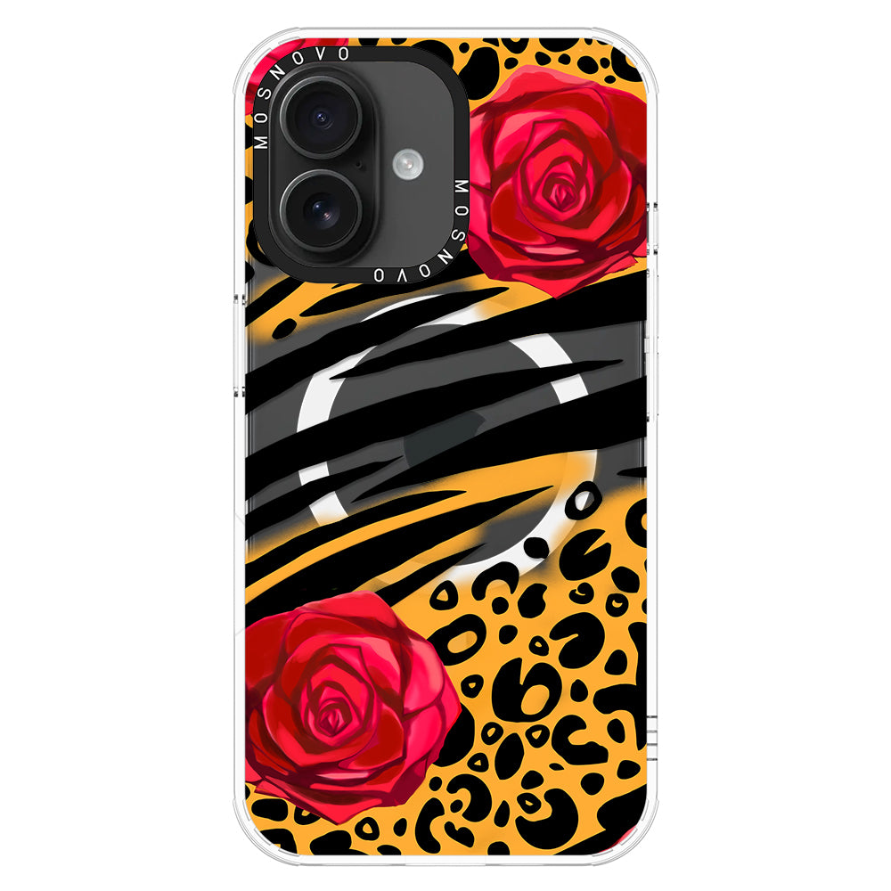 Wild Floral Leopard Phone Case - iPhone 16 Plus Case - MOSNOVO