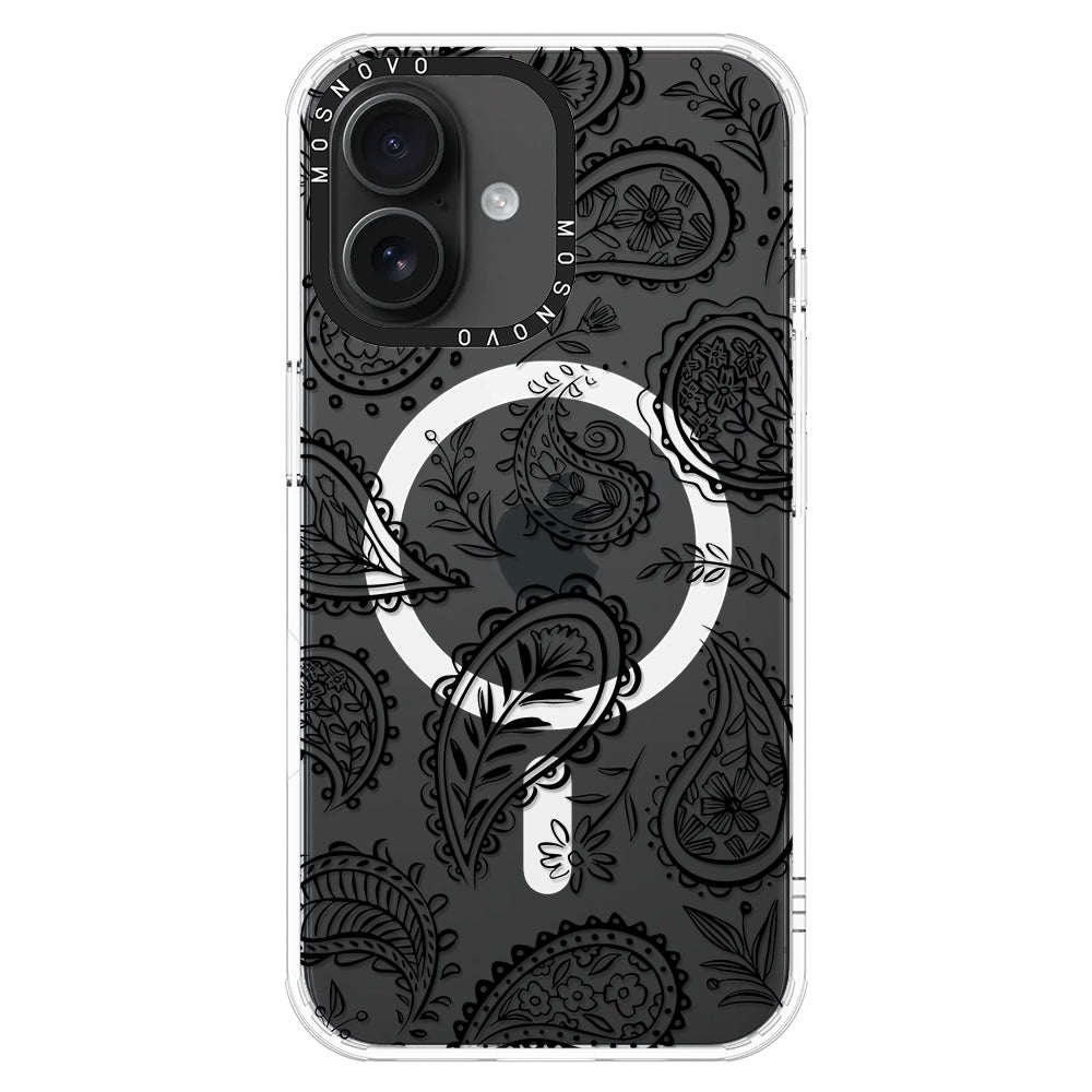 Black Paisley Phone Case - iPhone 16 Case - MOSNOVO