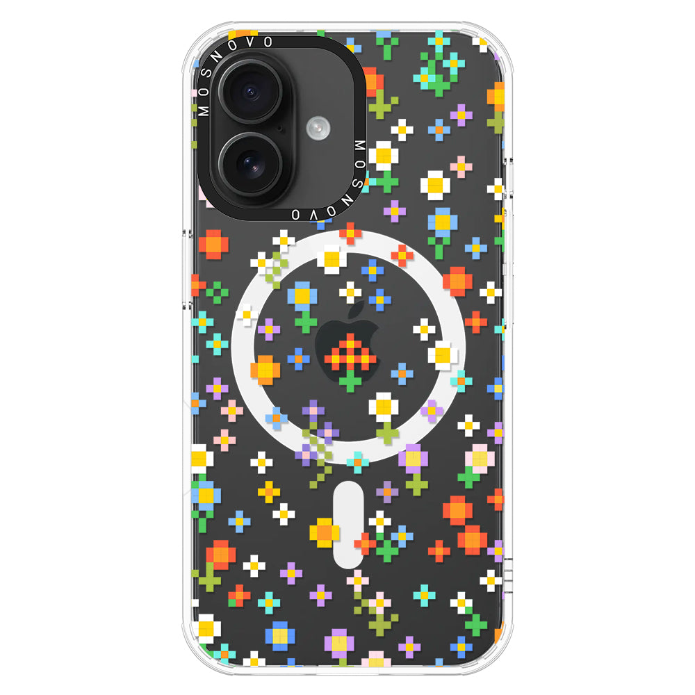 Pixel-Floral Phone Case - iPhone 16 Case