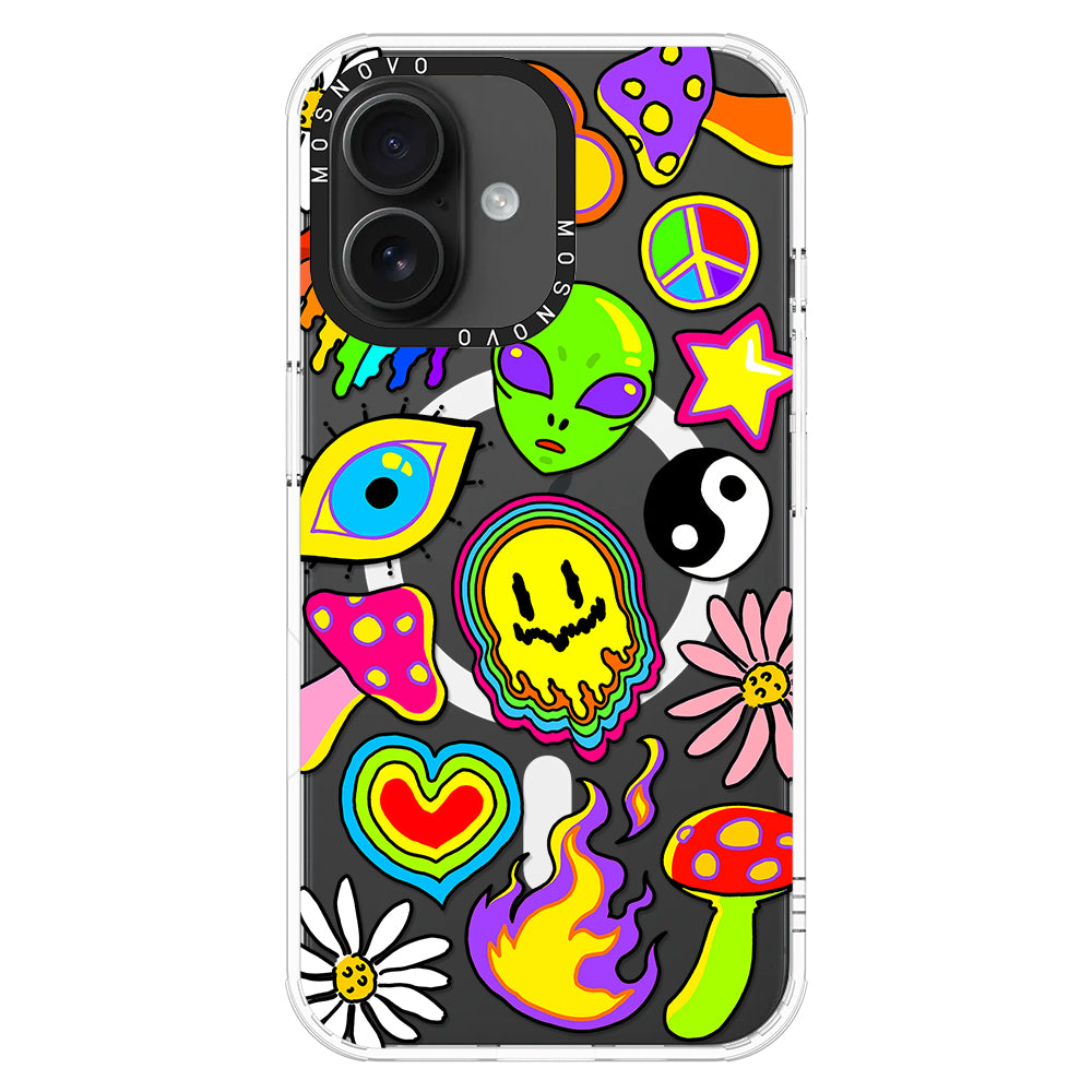 Hippie Rainbow Face Love Phone Case - iPhone 16 Case - MOSNOVO