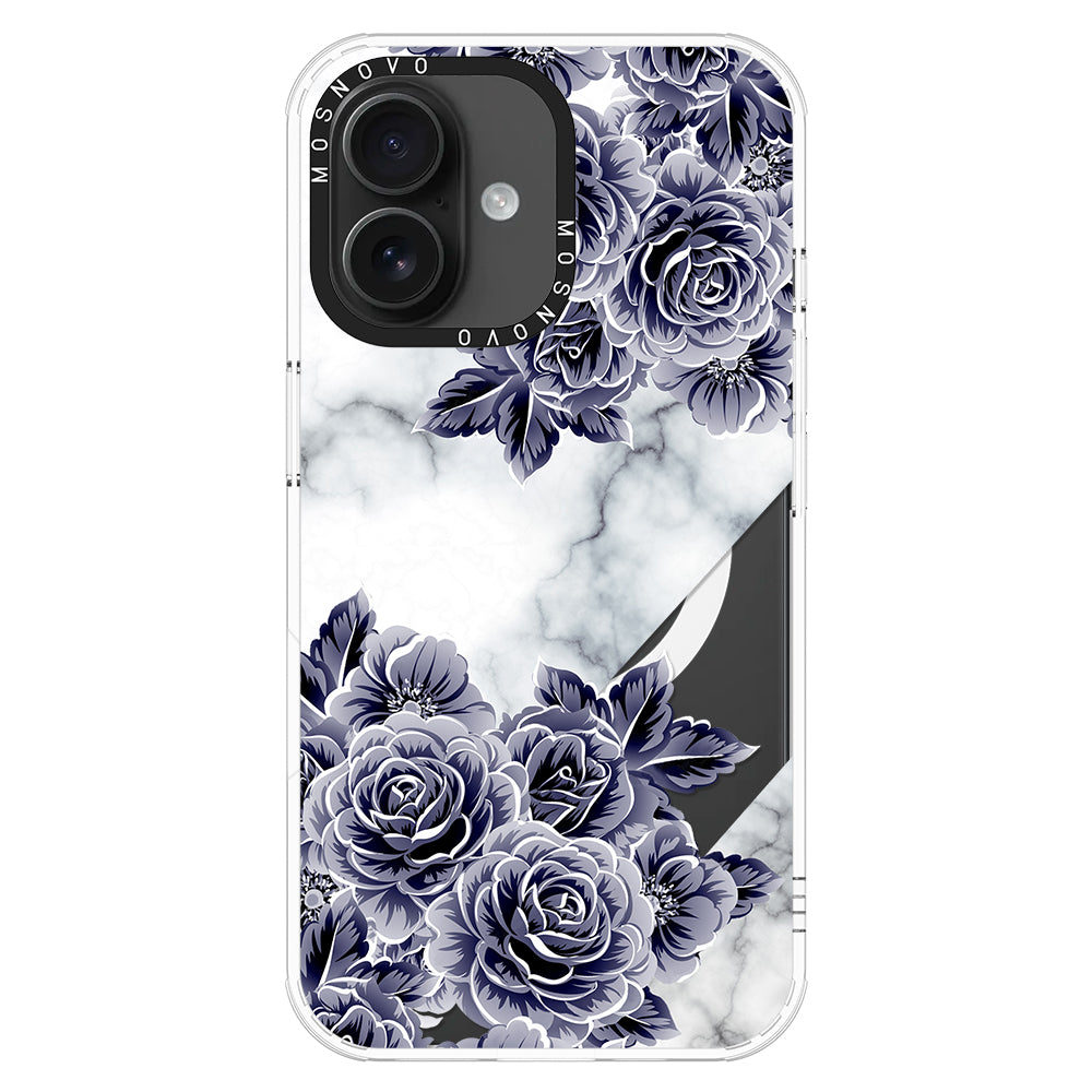 Marble with Purple Flowers Phone Case - iPhone 16 Case - MOSNOVO