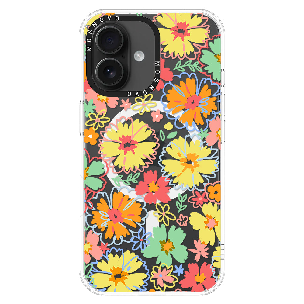 Retro Boho Hippie Flowers Phone Case - iPhone 16 Plus Case - MOSNOVO