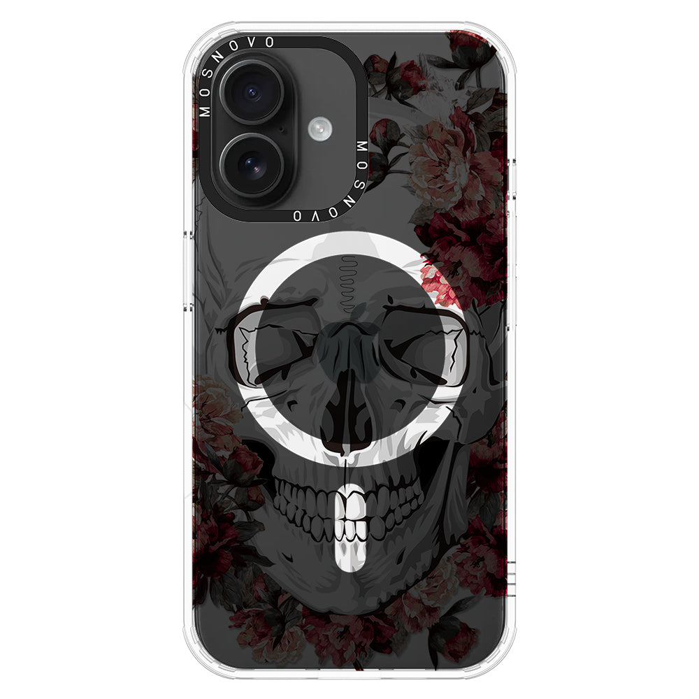 Red Flower Skull Phone Case - iPhone 16 Plus Case - MOSNOVO