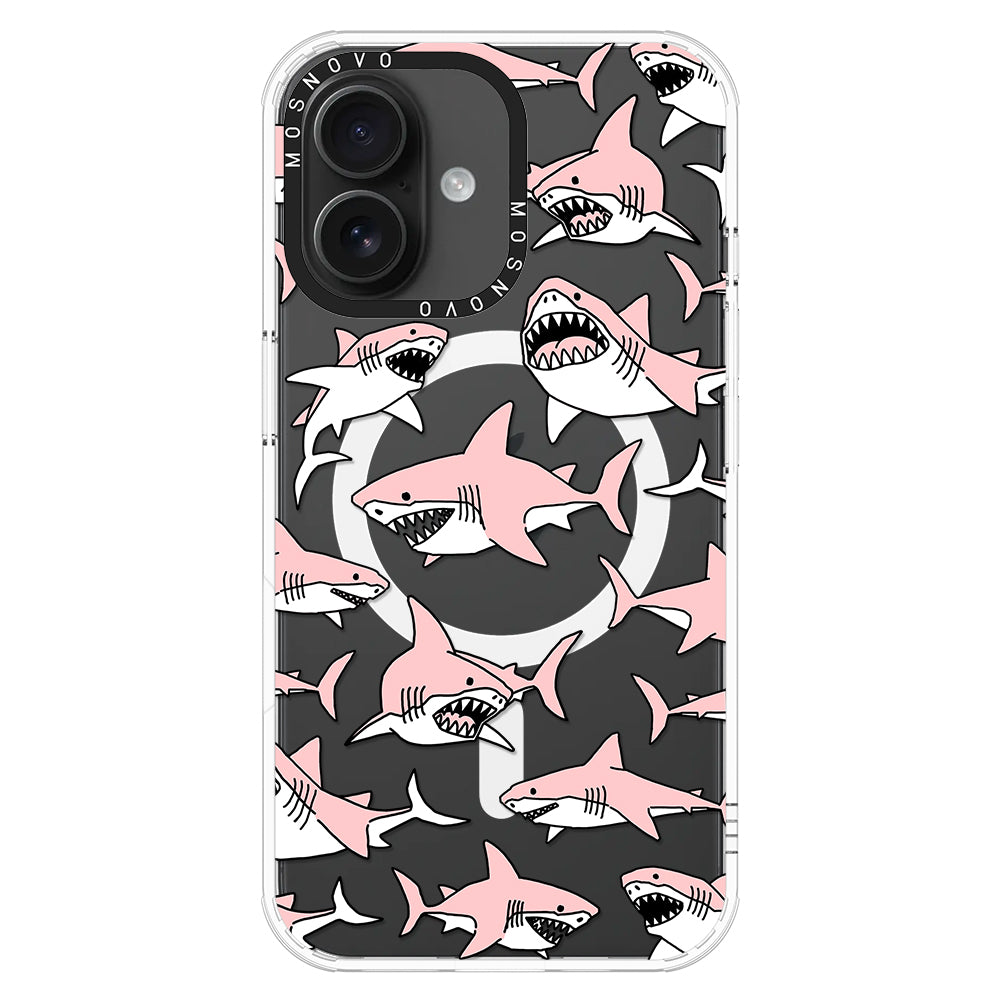 Pink Shark Phone Case - iPhone 16 Plus Case - MOSNOVO