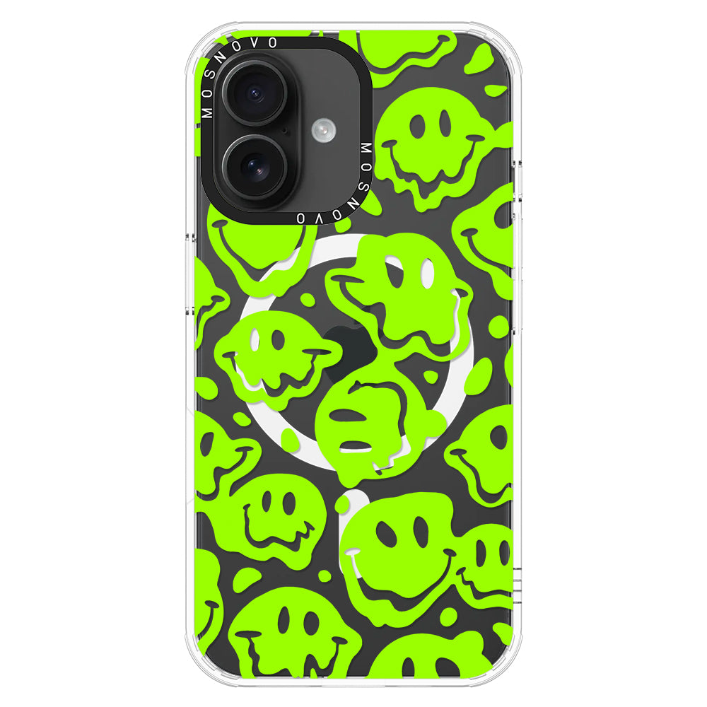 Distorted Green Smiles Face Phone Case - iPhone 16 Case - MOSNOVO