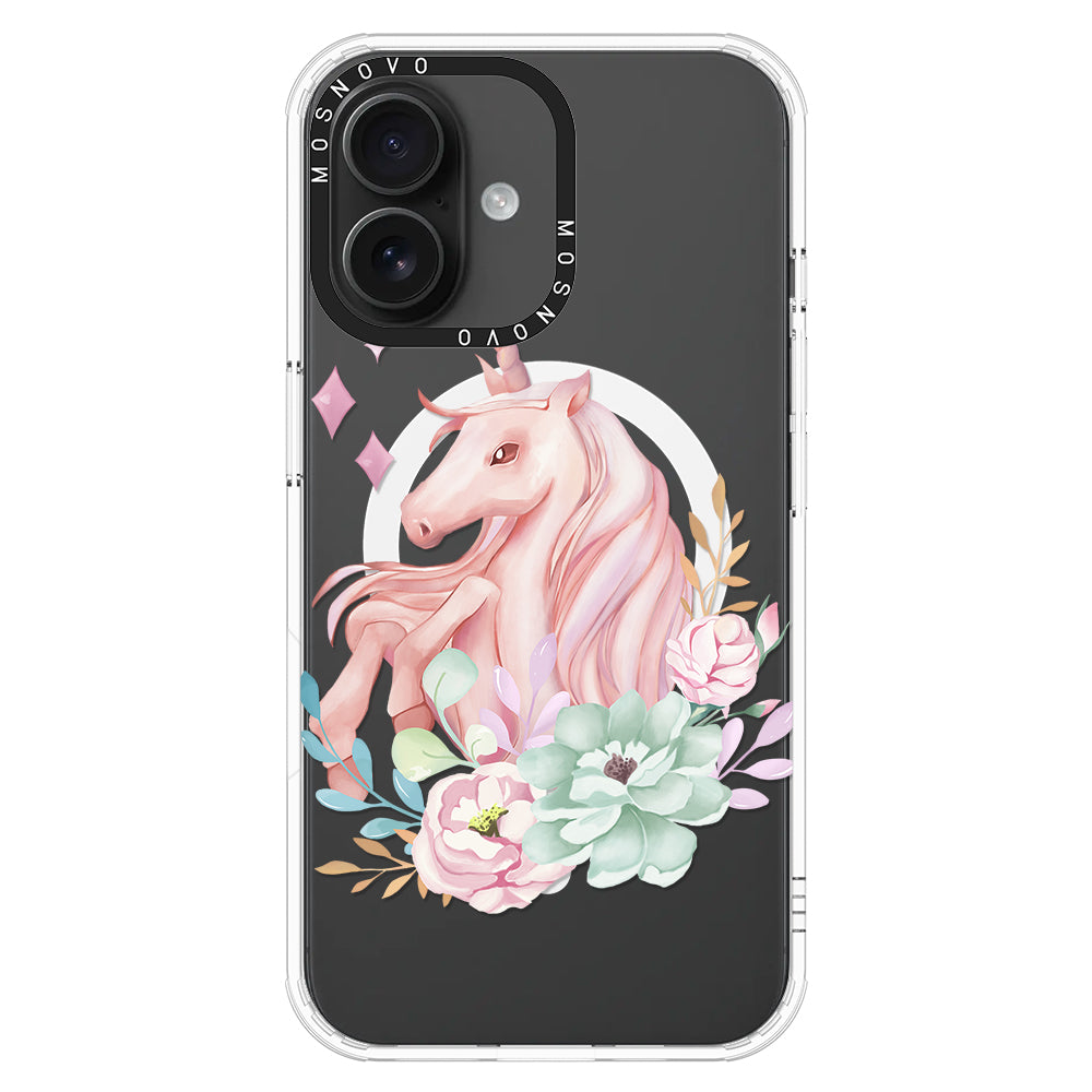 Elegant Flowers Unicorn Phone Case - iPhone 16 Plus Case - MOSNOVO