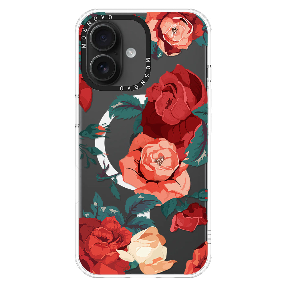 Vintage Red Rose Phone Case - iPhone 16 Case - MOSNOVO