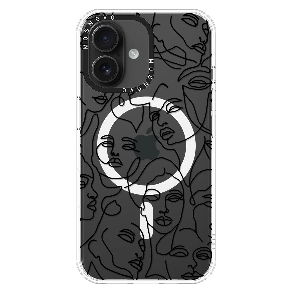 Abstract Face Line Art Phone Case - iPhone 16 Plus Case - MOSNOVO