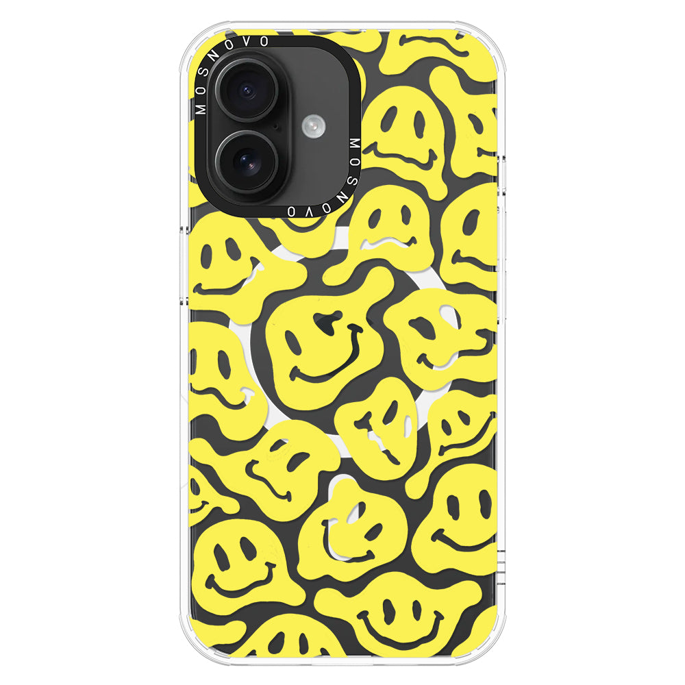 Melted Yellow Smiles Face Phone Case - iPhone 16 Plus Case - MOSNOVO