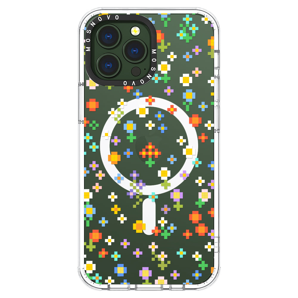 Pixel-Floral Phone Case - iPhone 13 Pro Max Case