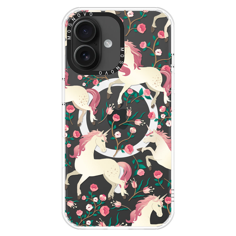 Unicorn with Floral Phone Case - iPhone 16 Plus Case - MOSNOVO