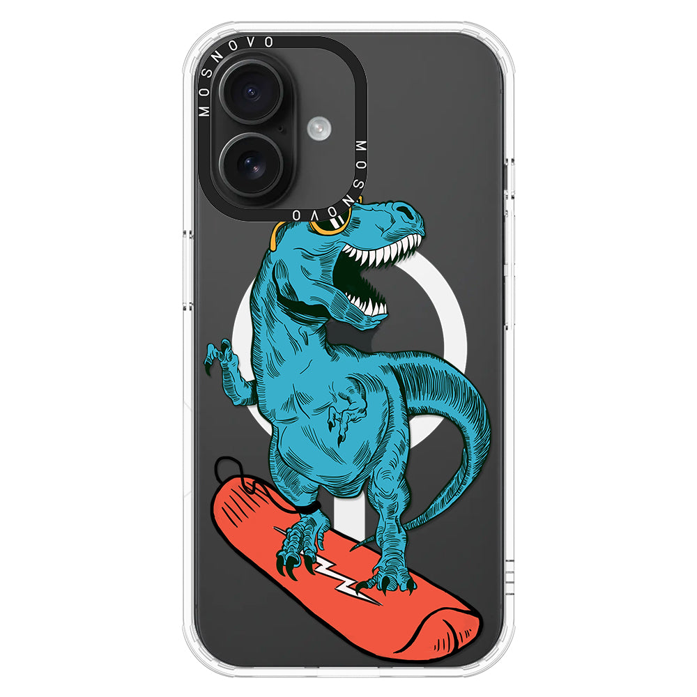 Surfing Dinosaur Phone Case - iPhone 16 Plus Case - MOSNOVO