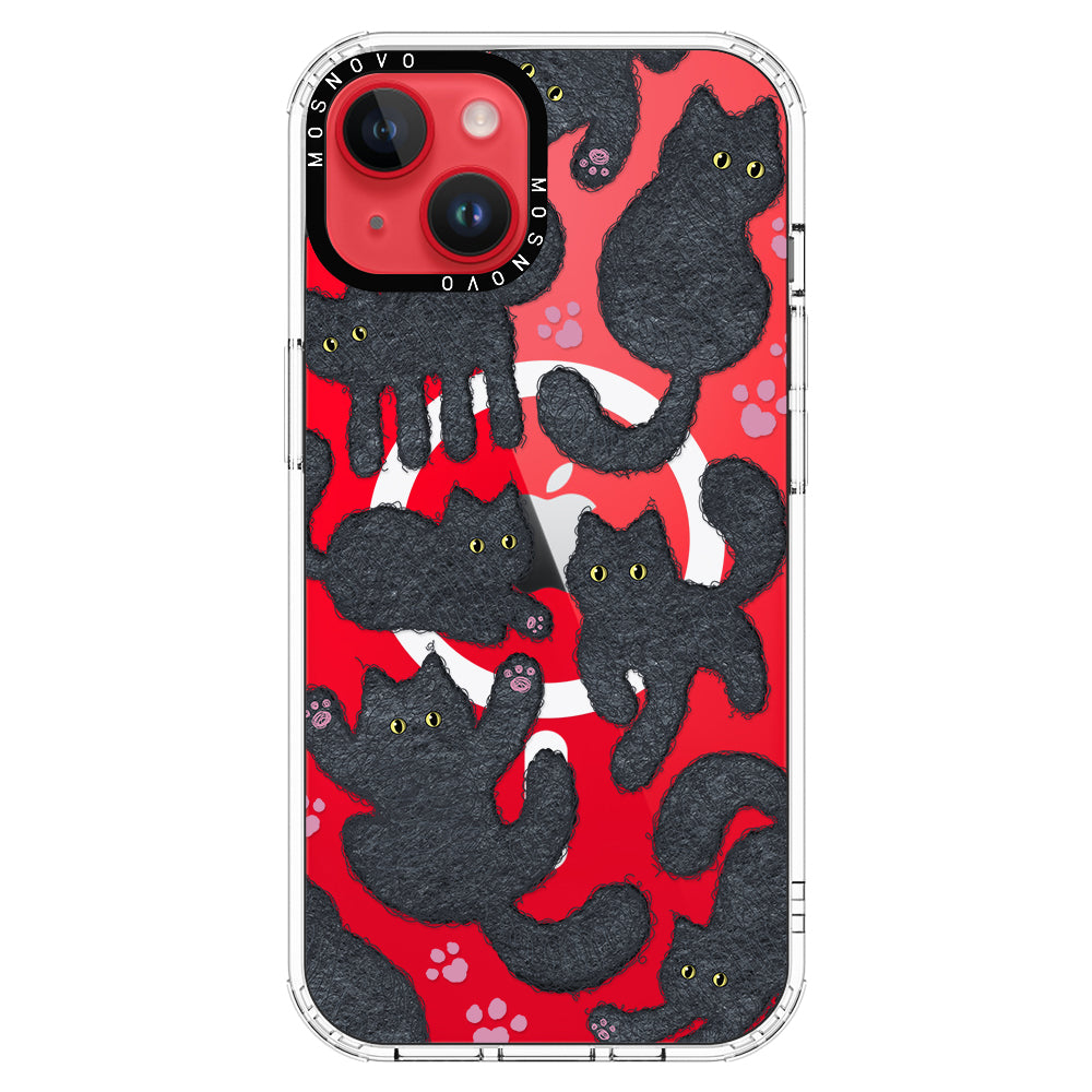 Black Furry Cat Phone Case - iPhone 14 Case