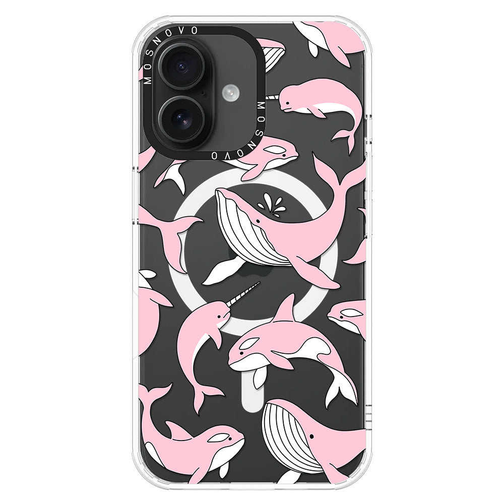 Pink Whales Phone Case - iPhone 16 Plus Case - MOSNOVO