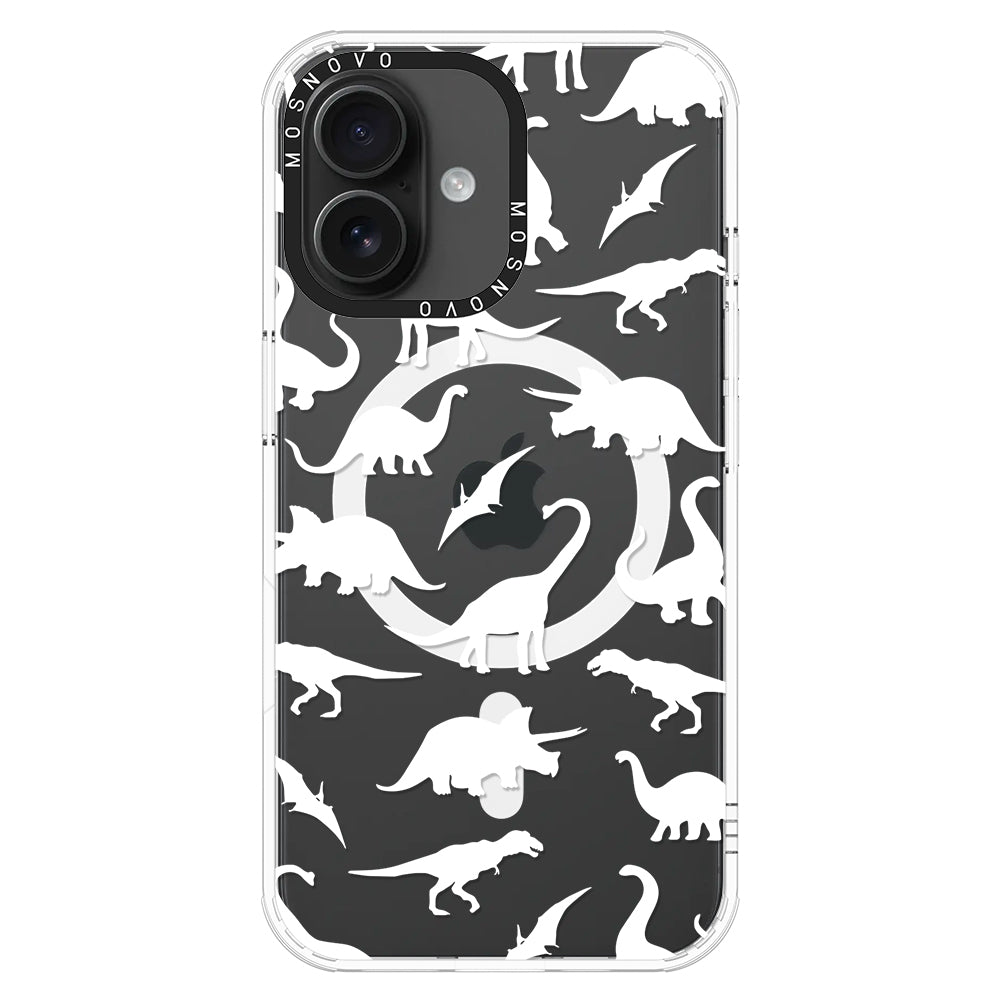 White Dinosaur Phone Case - iPhone 16 Plus Case - MOSNOVO